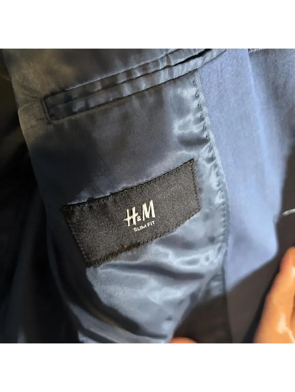 H&M Men's Navy and Blue Tailored-jacket